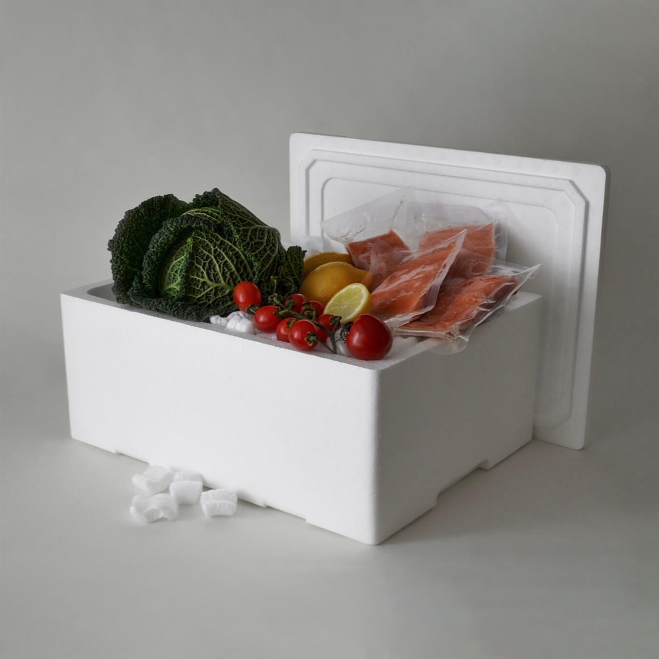 XL Polystyrene box WITH FILLING, 5 kg Capacity