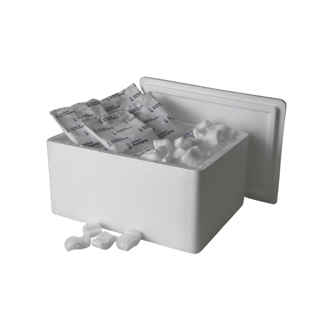 Large Polystyrene box WITH FILLING, 3 kg Capacity
