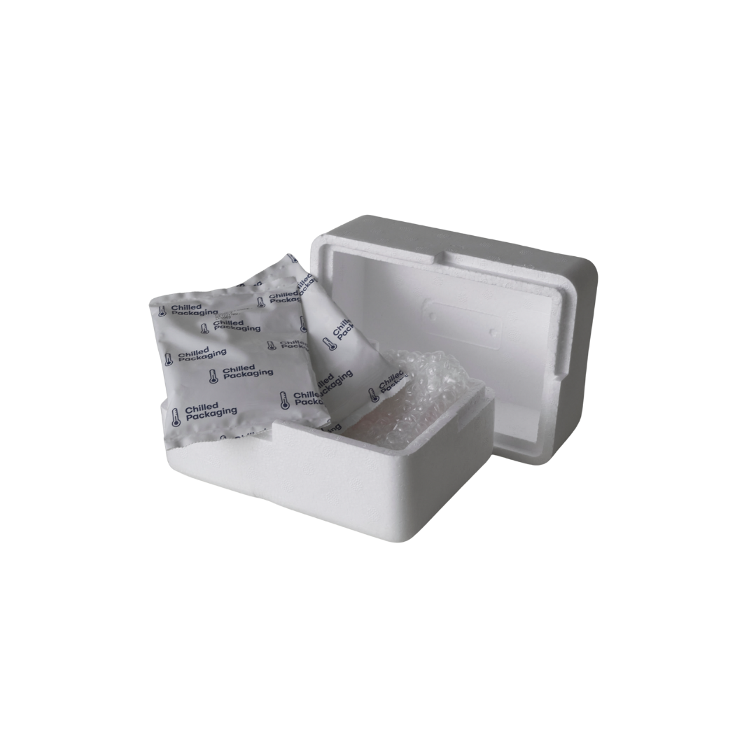 Small Polystyrene box WITH FILLING, 0.5 kg Capacity