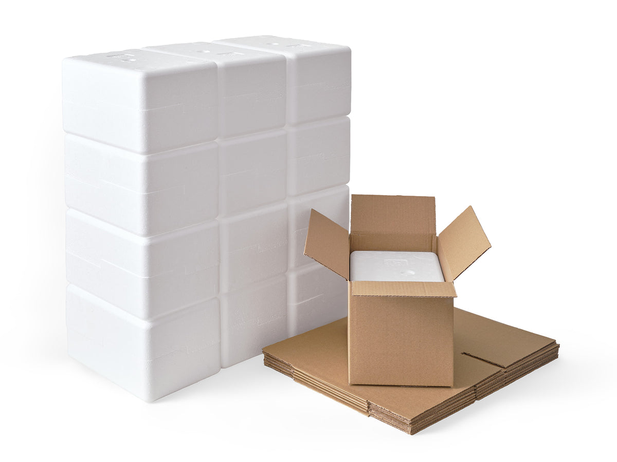 Medium Polystyrene Box, 1 kg - PLUS (with cardboard outer)