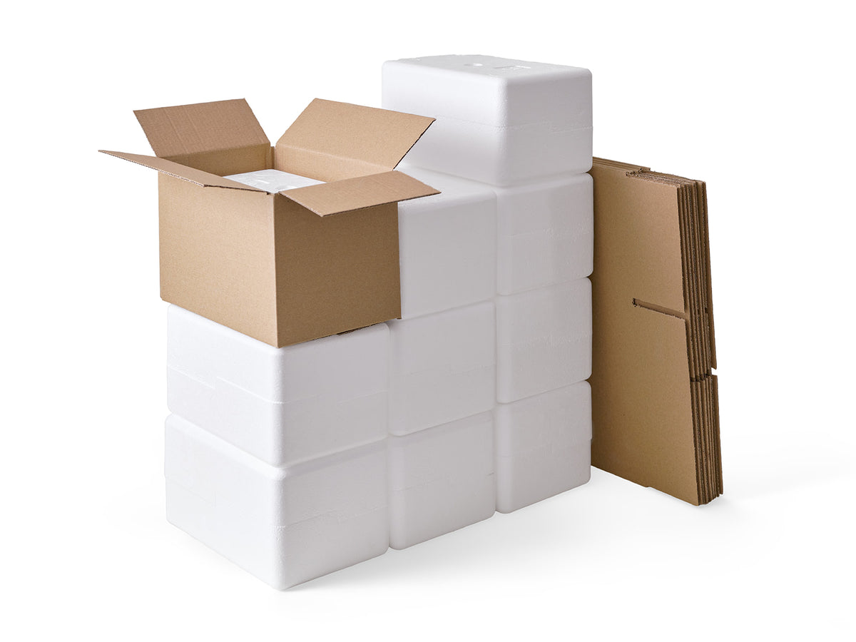 Medium Polystyrene Box, 1 kg - PLUS (with cardboard outer)