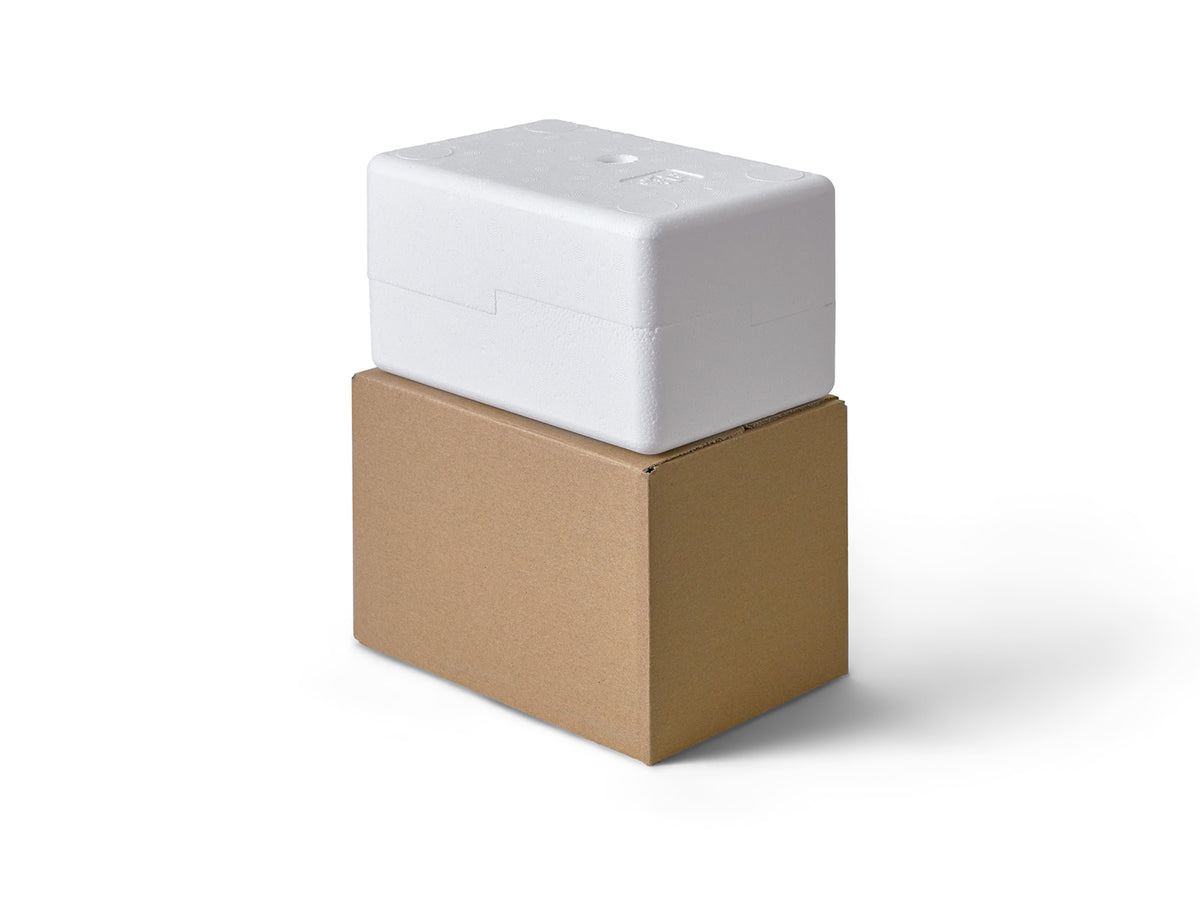 Medium Polystyrene Box, 1 kg - PLUS (with cardboard outer)