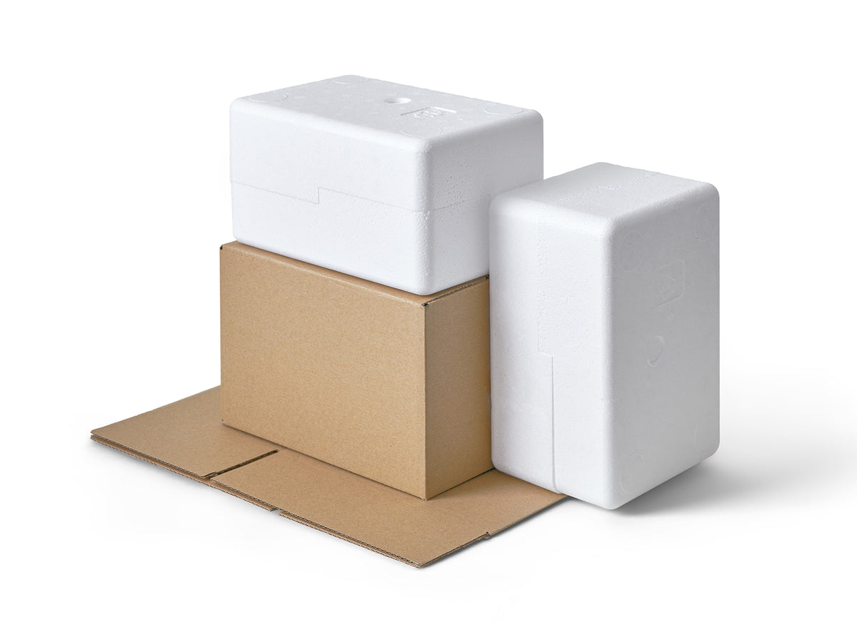 Medium Polystyrene Box, 1 kg - PLUS (with cardboard outer)