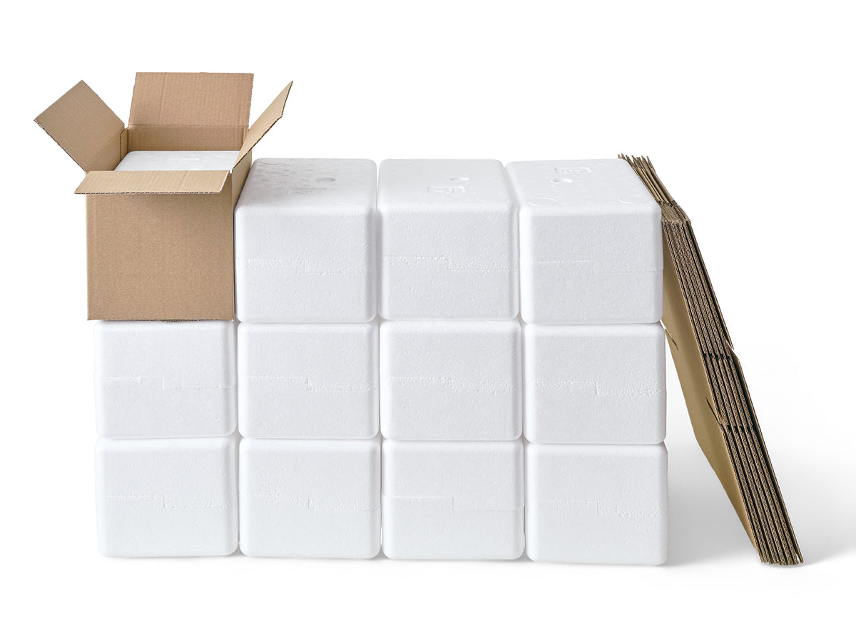 Medium Polystyrene Box, 1 kg - PLUS (with cardboard outer)